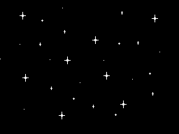 A GIF of simple pixel-art stars twinkling on a black background